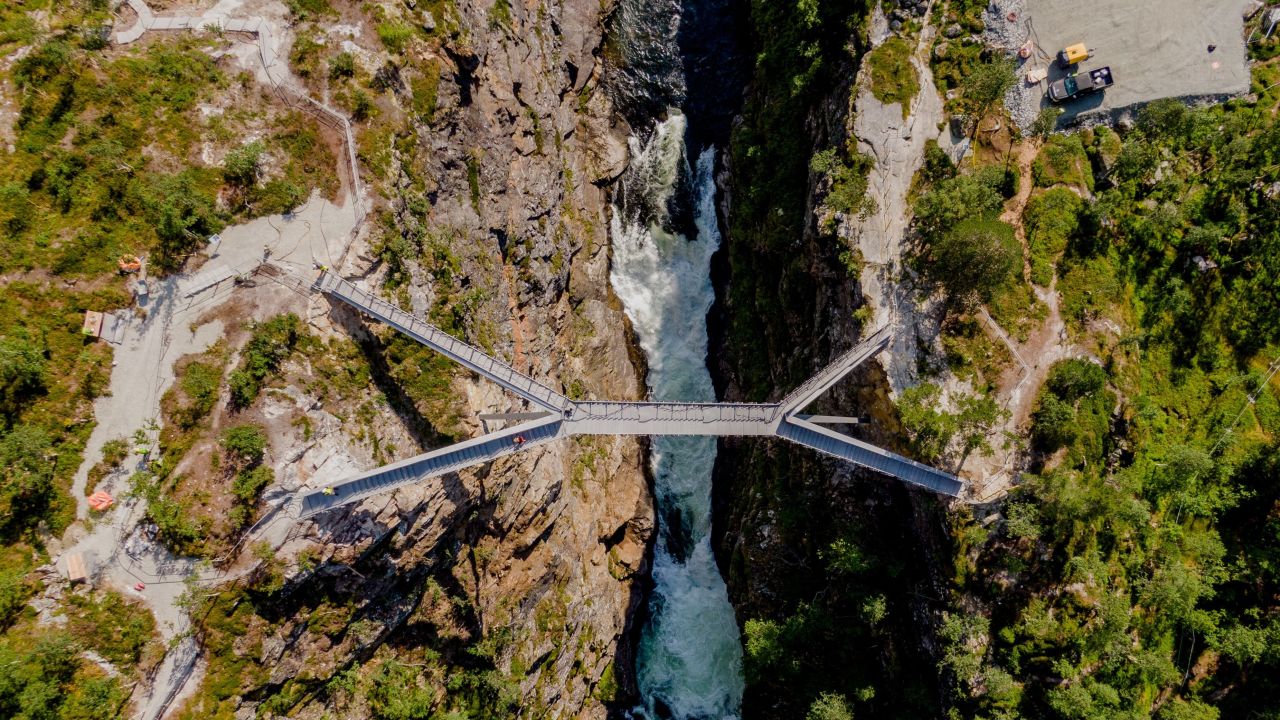 <strong>Stunning bridge:</strong> This eyecatching new bridge offers amazing views of the Vøringsfossen waterfall in Norway.<br />