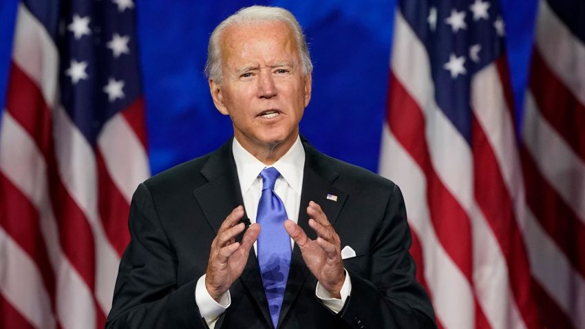 Democratic presidential candidate former Vice President Joe Biden speaks during the fourth day of the Democratic National Convention, Thursday, Aug. 20, 2020, at the Chase Center in Wilmington, Del.