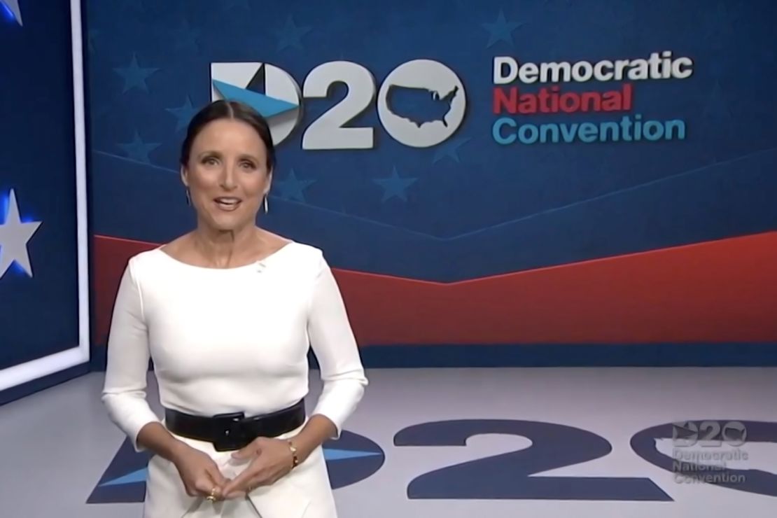 Julia Louis-Dreyfus served as host for part of the virtual Democratic National Convention on (Photo by DNCC via Getty Images)
