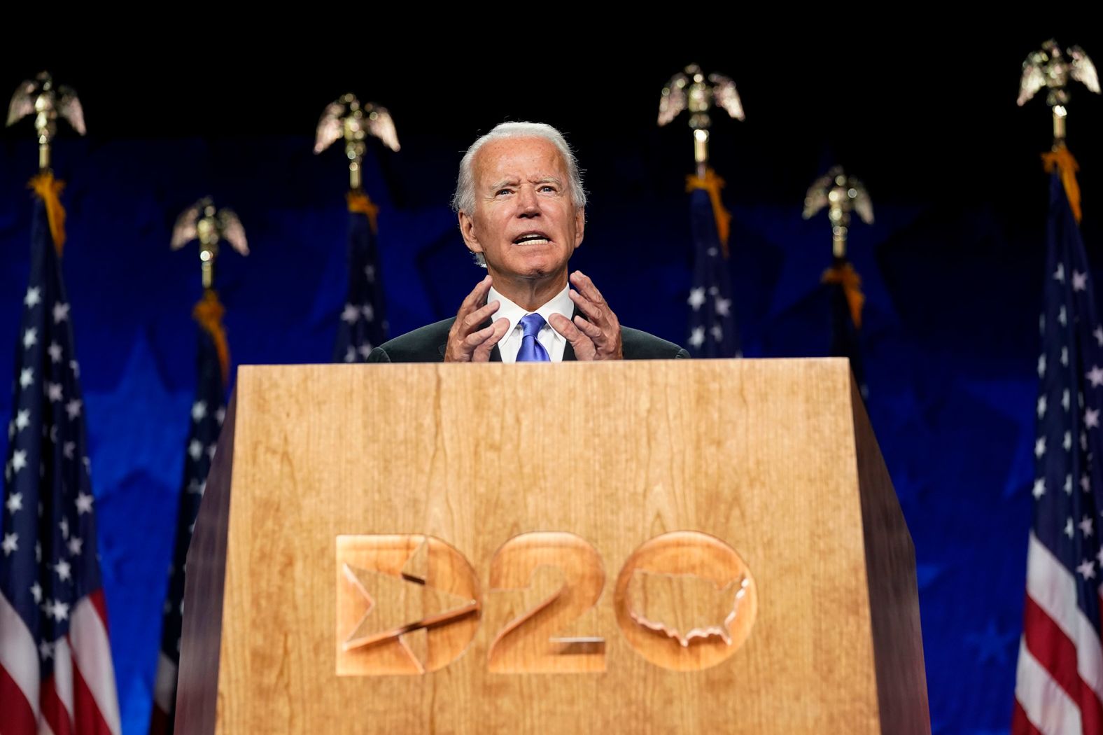 Biden <a href="index.php?page=&url=https%3A%2F%2Fwww.cnn.com%2F2020%2F08%2F20%2Fpolitics%2Fdemocratic-convention-joe-biden-speech%2Findex.html" target="_blank">accepts the Democratic Party's presidential nomination</a> during a speech at the Democratic National Convention. "This campaign isn't just about winning votes," Biden said. "It is about winning the heart and, yes, the soul of America."