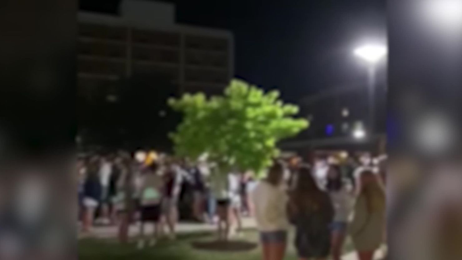 Students seen gathering at Penn State University on Wednesday evening.