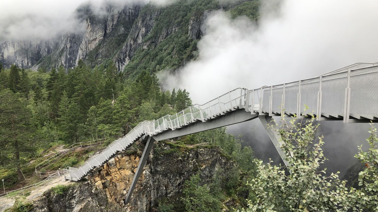The walkway is designed to blend in with the natural landscape.
