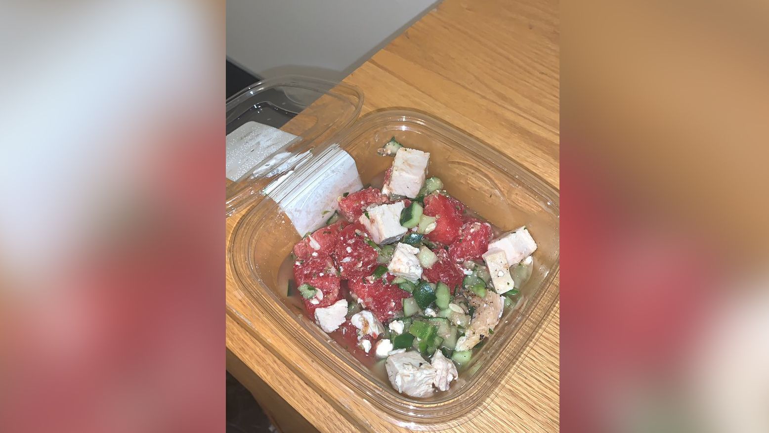 NYU student Dorothy Akpovwa wasn't aware you could combine chicken, cucumber and watermelon into a salad. But that's dorm quarantine cuisine.