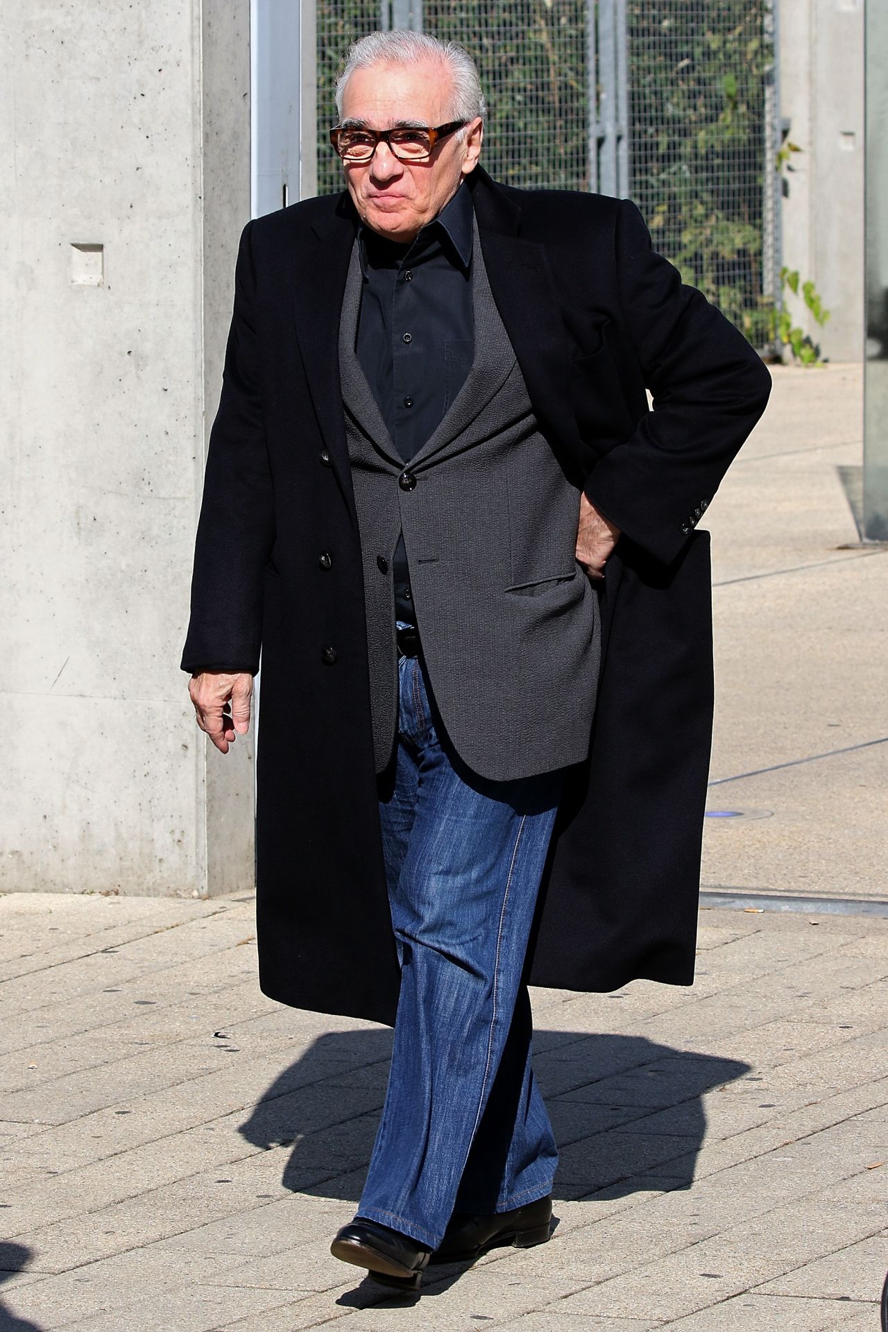 Martin Scorcese wearing a suit jacket and jeans in Lyon, France, in 2015