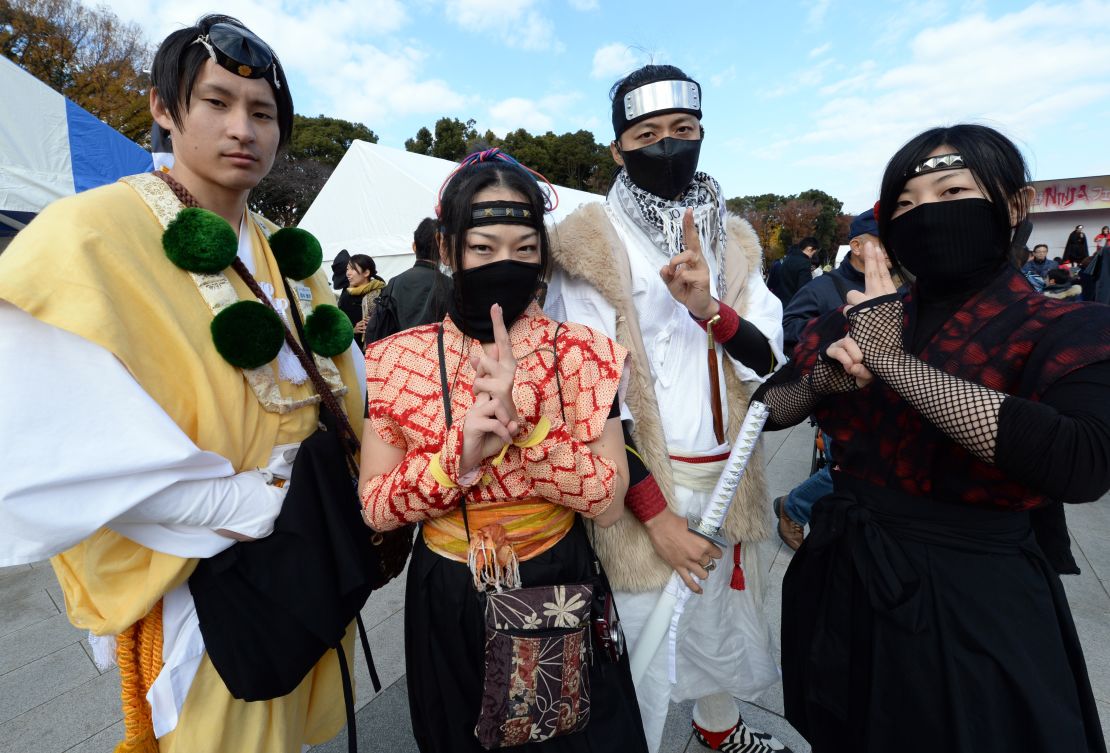 Attendees and participants at the 2013 Iga-Ueno Ninja Festival in Iga City, Japan.