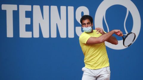 Hassan warms up during the Tennis Point Exhibition Series in Hohr-Grenzhausen, Germany, in May. 