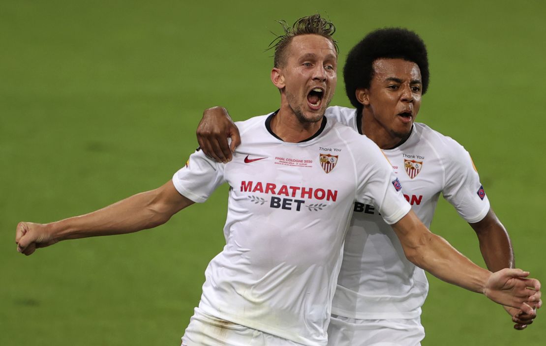 Luuk De Jong struck twice in the first half to give Sevilla the lead.