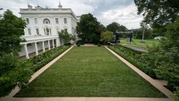 WASHINGTON, DC - AUGUST 22: A view of the recently renovated Rose Garden at the White House on August 22, 2020 in Washington, DC. The Rose Garden has been under renovation since last month and updates to the historic garden include a redesign of the plantings, new limestone walkways and technological updates to the space. (Photo by Drew Angerer/Getty Images)
