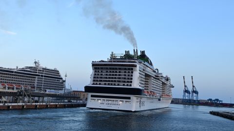 The MSC Grandiosa departing Genoa on August 16.
