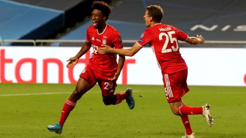Kingsley Coman celebrates scoring the game's only goal. 