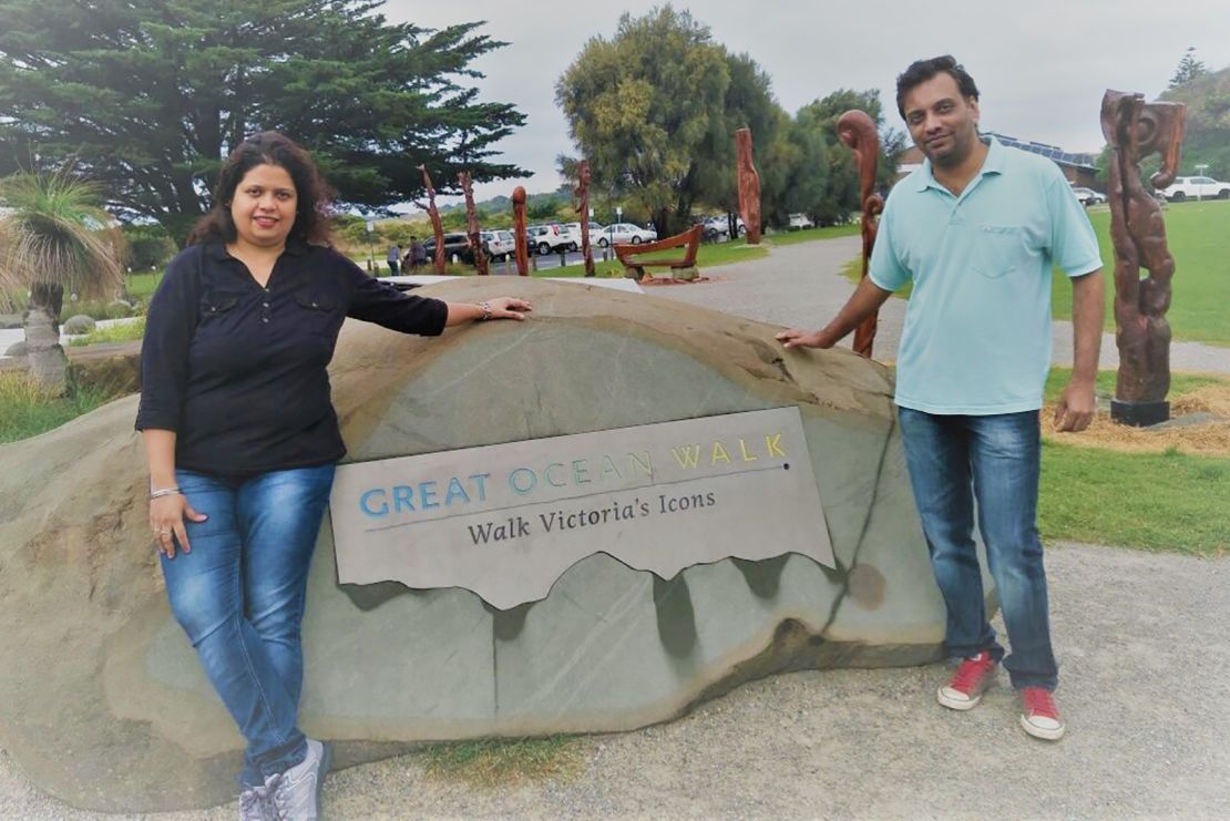 Vinod Nagaraja and Sangeeta Kumar bought their first home in Sydney before rushing to India to sees Kumar's ill mother. They planned to come back in March. Their new home has now been sitting empty for months. 