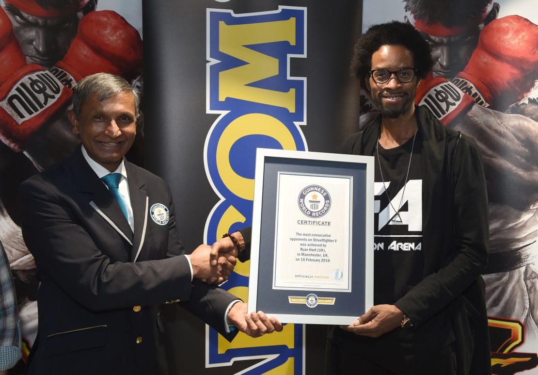In 2016, Hart set a Guinness world record for beating 260 people in a row at Street Fighter V during an 11-hour session with no breaks.