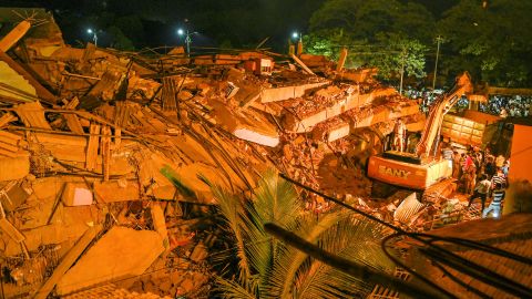 Up to 60 people are believed to be trapped after the five-story building in Mahad city collapsed.