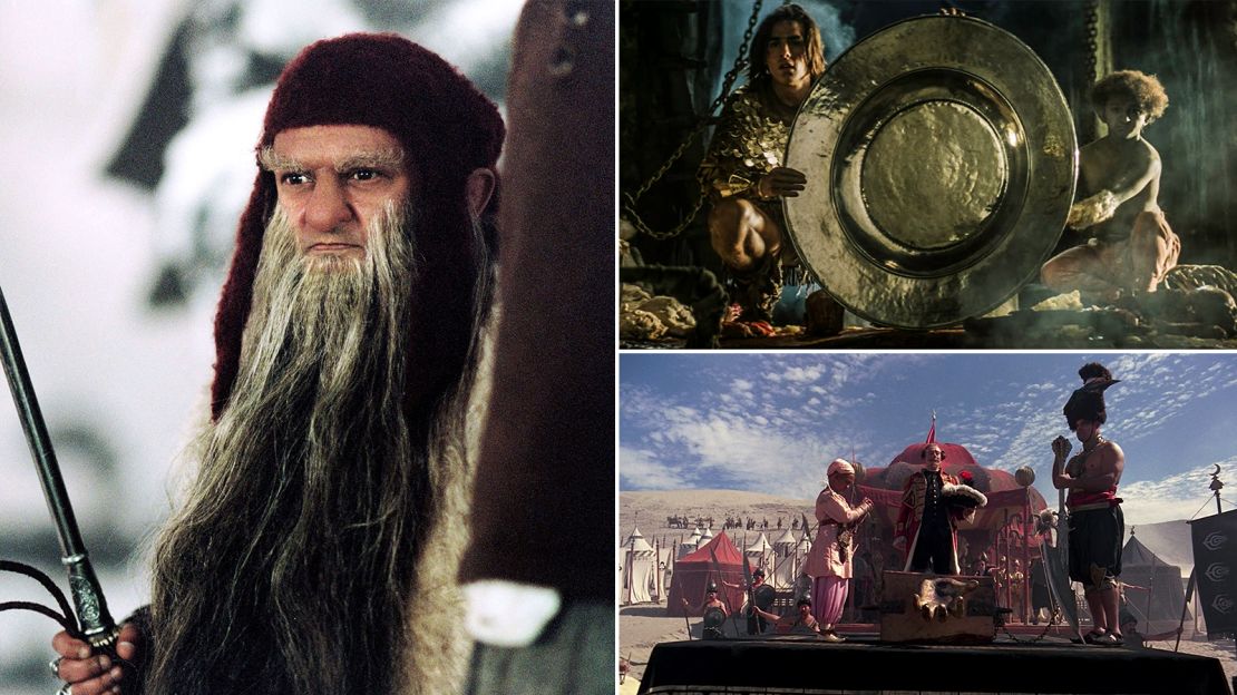 Clockwise from left: Shah as Ginarrbrik, the devious servant of Tilda Swinton's White Witch in "The Chronicles of Narnia: The Lion, the Witch and the Wardrobe" (2005); alongside Tom Cruise in Ridley Scott's "Legend" (1985); as the executioner's assistant in Terry Gilliam's "The Adventures of Baron Munchausen" (1988).