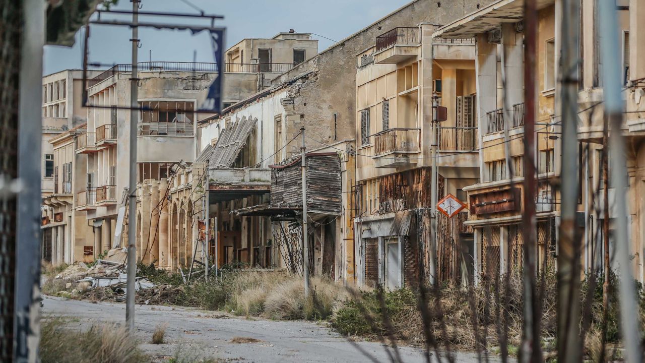 A view of abandoned buildings in Varosha, February 2020.
