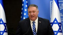 U.S. Secretary of State Mike Pompeo speaks during a joint statement to the press with Israeli Prime Minister Benjamin Netanyahu after their meeting, in Jerusalem, Monday, Aug. 24, 2020. 