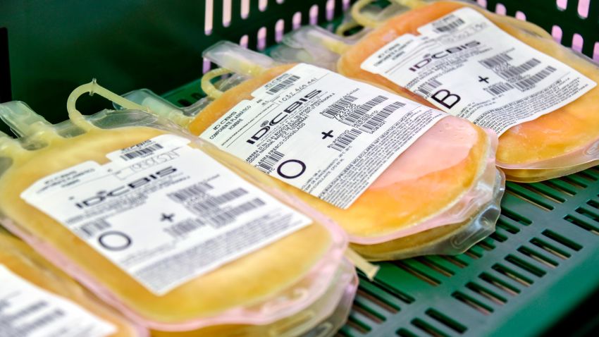 BOGOTA, COLOMBIA - AUGUST 14:  View of stored plasma donated by patients who recovered from COVID-19 on August 14, 2020 in Bogota, Colombia. A group of researchers from the Institute of Science, Biotechnology and Innovation in Health (IDCBIS) work on a treatment with convalescent plasma to test its effectiveness, which is now 80%, on COVID-19 active patients. Positive coronavirus cases continue to grow rapidly in Colombia, according to the Ministry of Health there are more than 430,000 cases and registers over 14,100 deaths. (Photo by Guillermo Legaria/Getty Images)