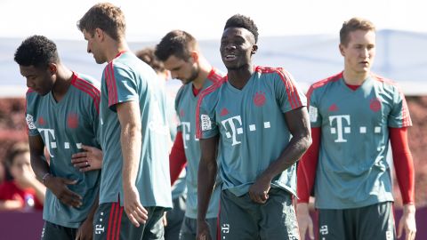 Alphonso Davies during training camp just after joining Bayern Munich.