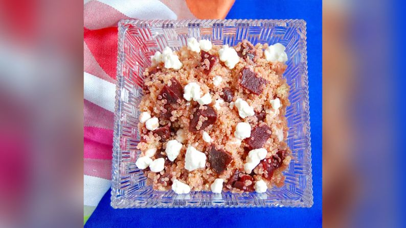 For a healthful power lunch, try this <a href="index.php?page=&url=https%3A%2F%2Fjessicalevinson.com%2Fbeet-and-goat-cheese-quinoa-salad%2F" target="_blank" target="_blank">beet and goat cheese quinoa salad</a>.