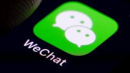 BERLIN, GERMANY - DECEMBER 14: The Logo of Chinese multi-purpose messaging, social media and mobile payment app WeChat is displayed on a smartphone on December 14, 2018 in Berlin, Germany. (Photo by Thomas Trutschel/Photothek via Getty Images)