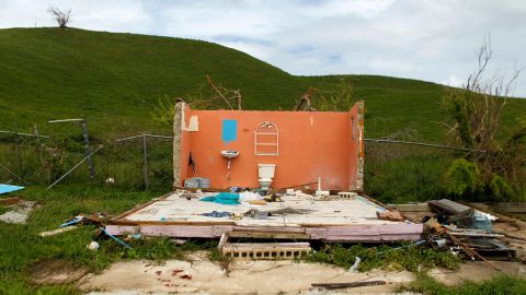 One of many houses destroyed in the aftermath of Hurricane Maria in Naguabo, Puerto Rico on October 2, 2017.