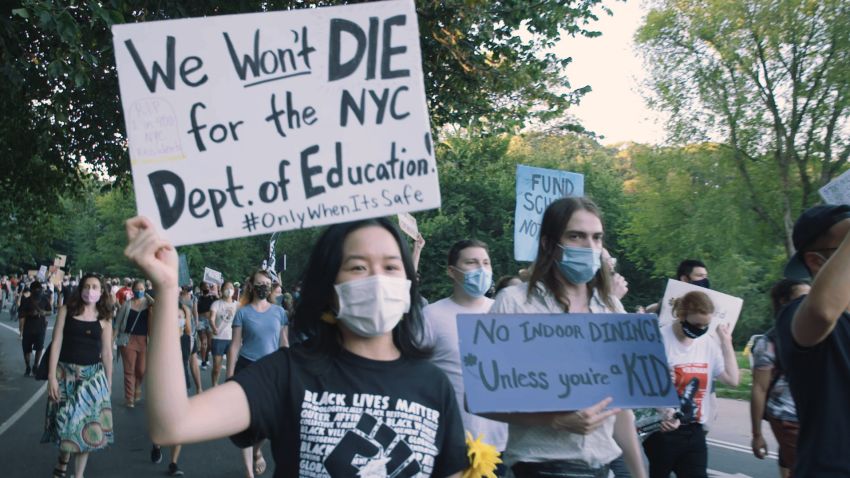 NYC teacher protests Aug 20 3