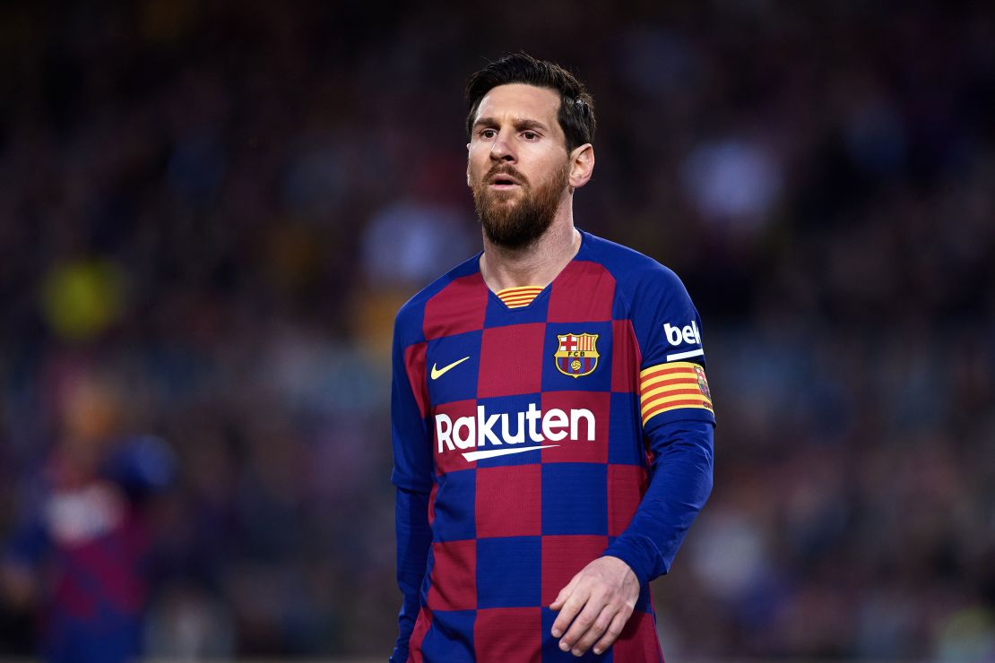 Messi looks on during the Liga match between  Barcelona and Real Sociedad at Camp Nou on March 07, 2020 in Barcelona, Spain. 