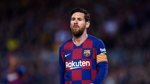 Messi looks on during the Liga match between  Barcelona and Real Sociedad at Camp Nou on March 07, 2020 in Barcelona, Spain. 