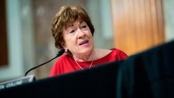 Senator Susan Collins, a Republican from Maine, speaks during a Senate Health, Education, Labor and Pensions Committee hearing in Washington, DC, on June 30, 2020.