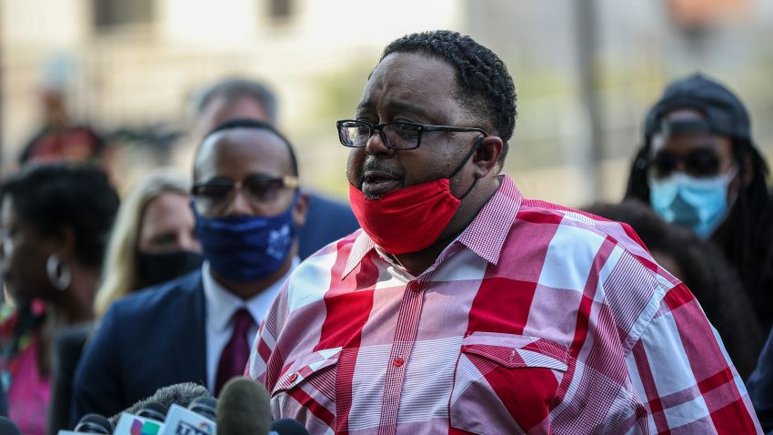 Jacob Blake's father Jacob Blake speaks during the press conference in front of the Kenosha County Courthouse in Kenosha, Wisconsin, United States on August 25, 2020.