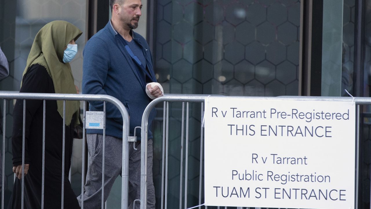 Mosque shooting survivor Temel Atacocugu arrives at Christchurch High Court for day three of the sentencing hearing for Australian Brenton Tarrant, in Christchurch, New Zealand, on August 26, 2020.