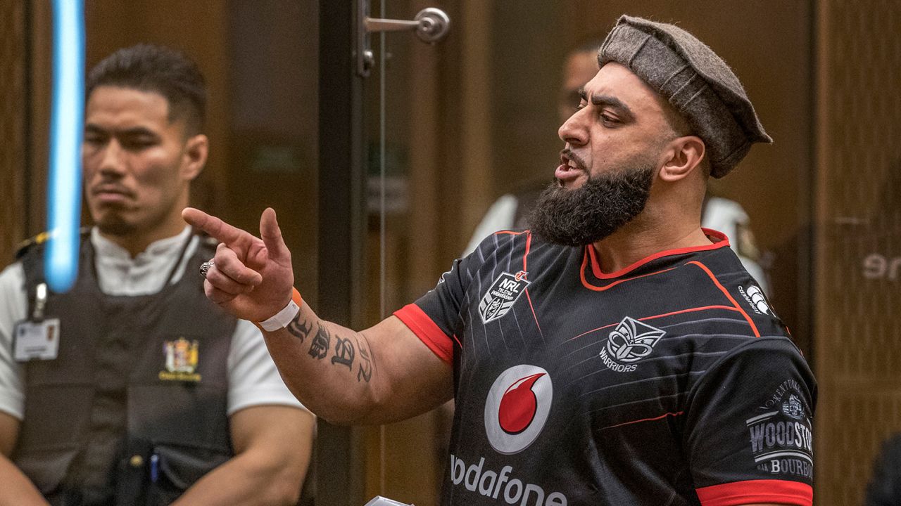 Ahad Nabi gestures as he reads a victim impact statement on August 26, 2020.
