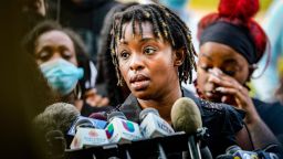 Mandatory Credit: Photo by Ben Hendren/Shutterstock (10755592j)
Letetra Widman, Jacob Blake's sister
Family of Jacob Blake speak to the press, Kenosha, USA -25 Aug 2020