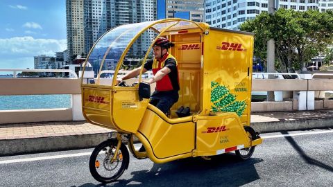 DHL is testing deliveries with cargo bikes in downtown Miami, Florida.