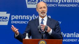 FILE - In this May 29, 2020 file photo, Pennsylvania Gov. Tom Wolf meets with the media at The Pennsylvania Emergency Management Agency (PEMA) headquarters in Harrisburg, Pa.  Wolf on Tuesday, Aug. 25,  asked lawmakers to send him a bill that would legalize the recreational use of marijuana, and outlined how he thinks the state should spend more than $1.3 billion left in federal coronavirus relief funds.(Joe Hermitt/The Patriot-News via AP, File)