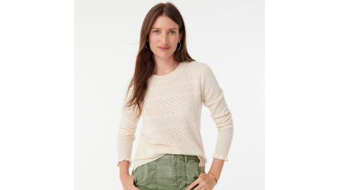 Cashmere Crewneck Sweater With Pointelle Stitch