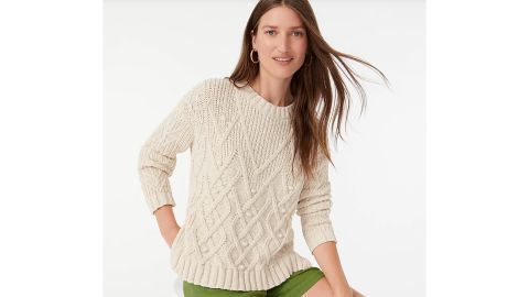 Cotton Cableknit Pointelle Sweater