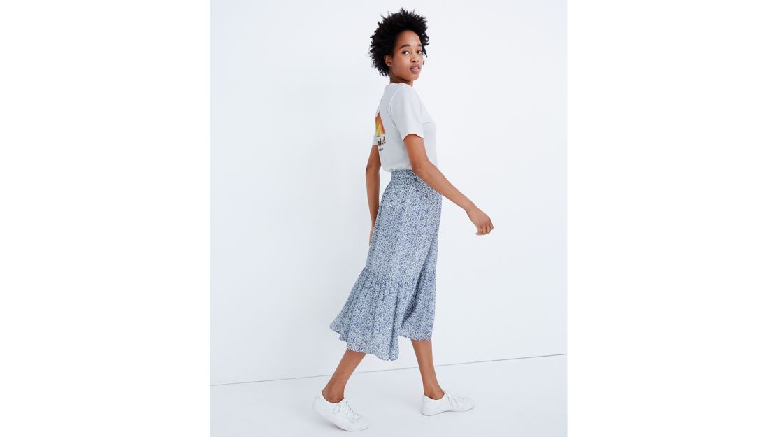 Tiered Peasant Midi Skirt in Climbing Floral