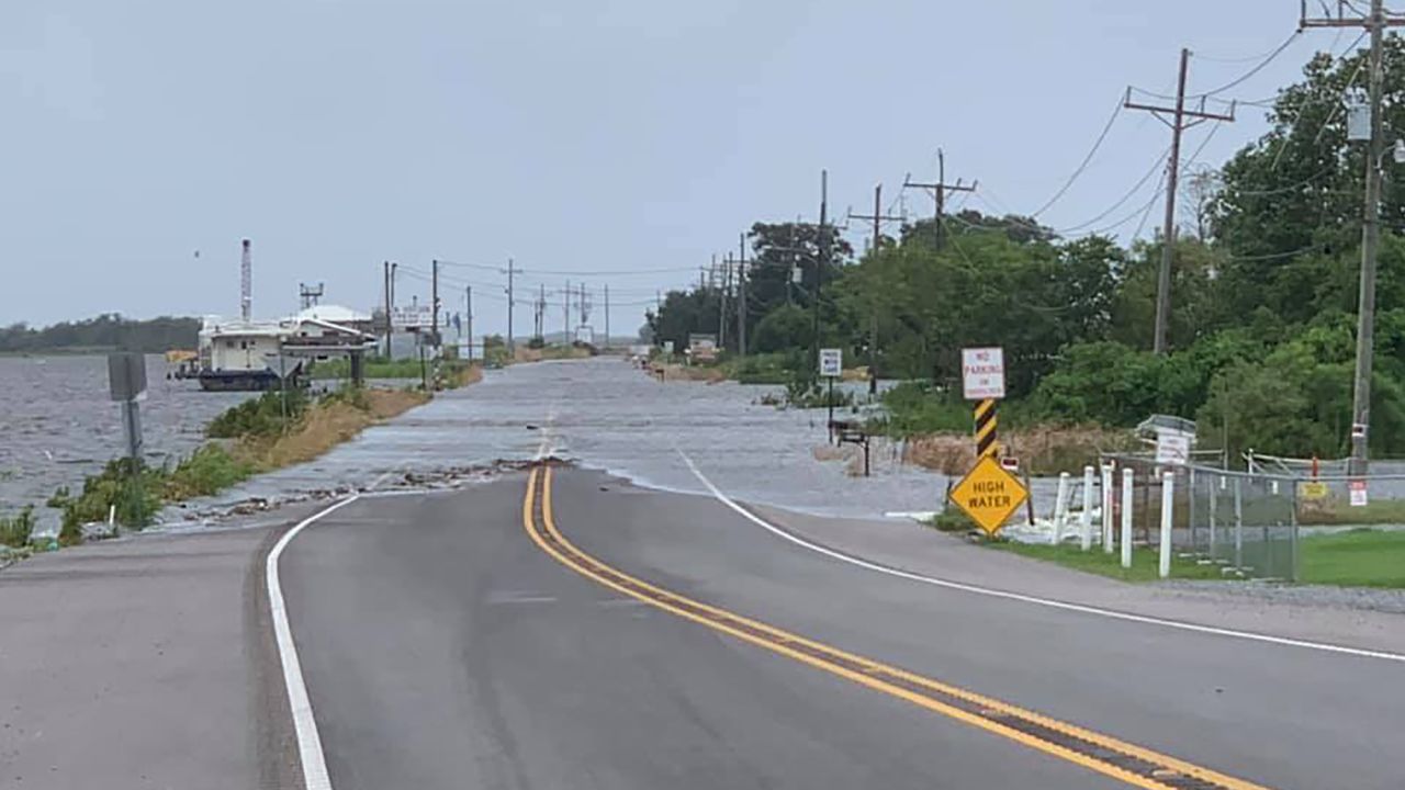 Parts of Louisiana Highway 1 were flooded Wednesday morning.