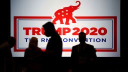 The room is set and delegates begin to arrive for the first day of the Republican National Convention meeting in the Richardson Ballroom, Charlotte Convention Center on August 24, 2020, in Charlotte, North Carolina. (Photo by Travis DOVE / POOL / AFP) (Photo by TRAVIS DOVE/POOL/AFP via Getty Images)