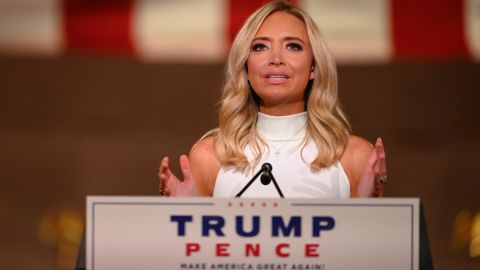 White House sress secretary Kayleigh McEnany addresses the Republican National Convention on August 26, 2020.  