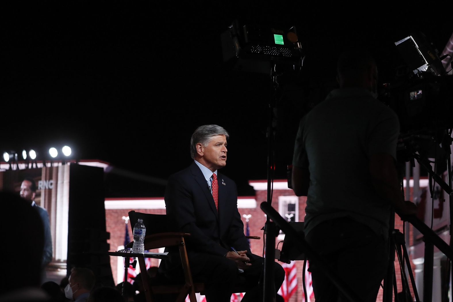 Fox News host Sean Hannity broadcasts live from Fort McHenry on Wednesday.