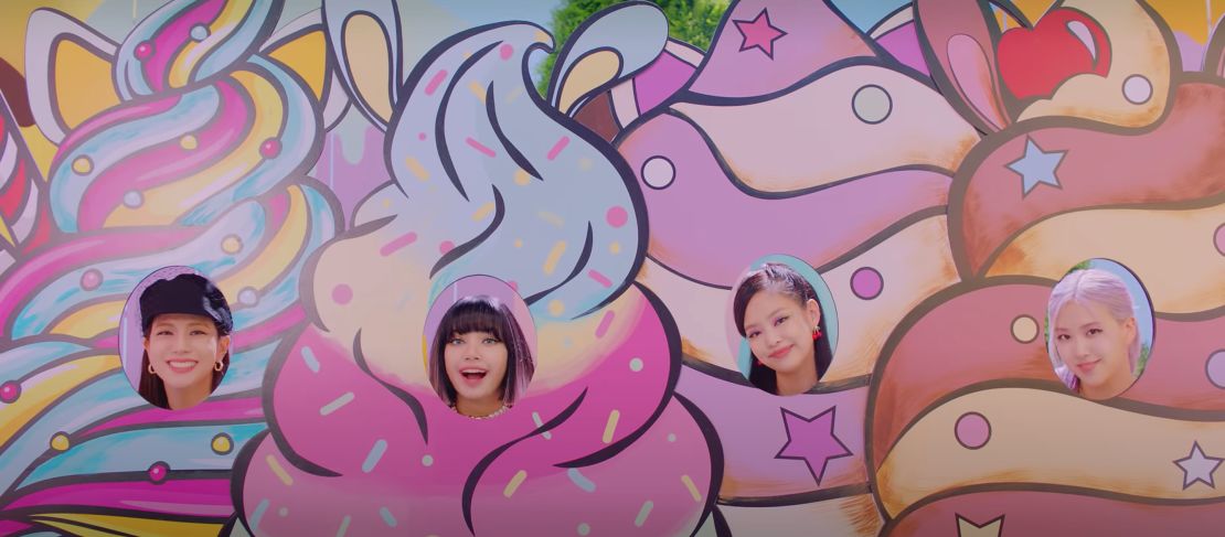 Members of Blackpink in the video "Ice Cream" with Selena Gomez