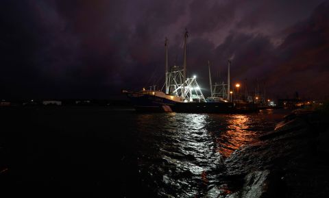 Shrimp boat Sea Lion V prepares for Hurricane Laura's landfall on August 26.