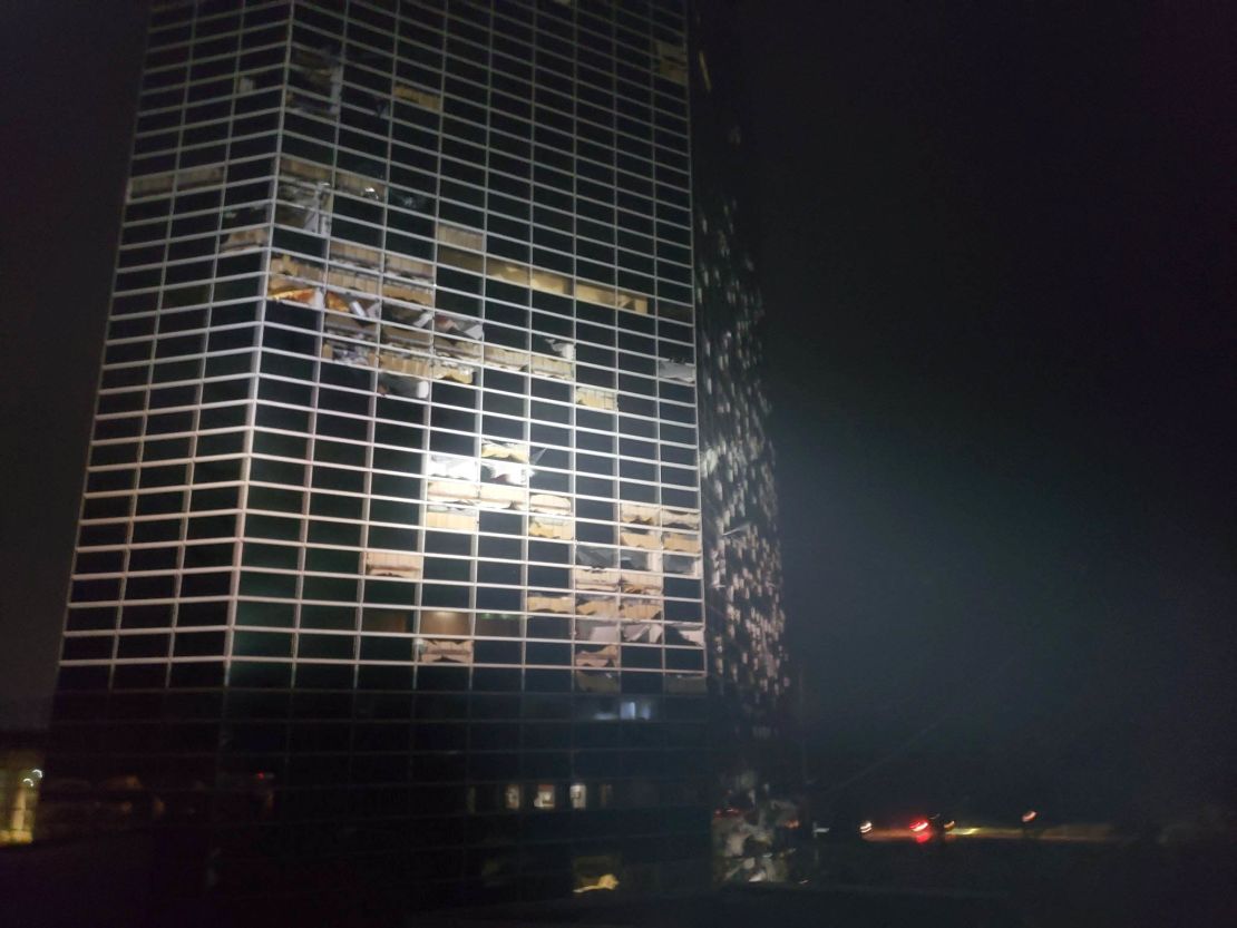 A building in Lake Charles was heavily damaged overnight.