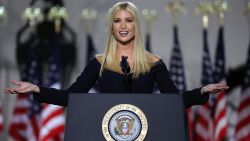 Ivanka Trump, daughter of U.S. President Donald Trump and White House senior adviser, addresses attendees as Trump prepares to deliver his acceptance speech for the Republican presidential nomination on the South Lawn of the White House August 27, 2020 in Washington, DC. Trump is scheduled to deliver the speech in front of 1500 invited guests.
