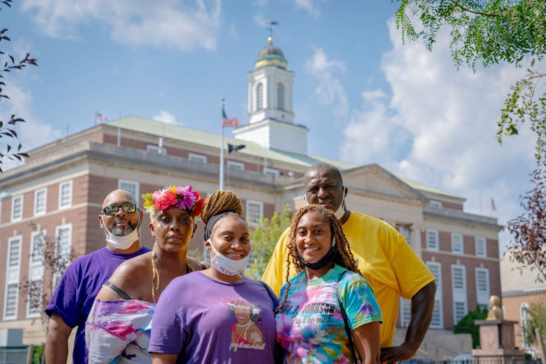 Marsha P. Johnson's family stands in Elizabeth, New Jersey, at site of new monument to be built in Johnson's honor.