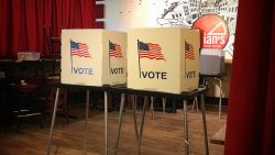 Photos of a polling location at Ian's Pizza in Madison, Wisconsin during Wisconsin's August primary voting.