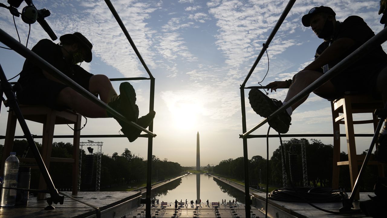 <strong>Washington, DC: </strong>Final preparations are made ahead of the March on Washington on August 18, nearly six decades after Martin Luther King Jr. made his "I Have a Dream" speech at the same location. <br />
