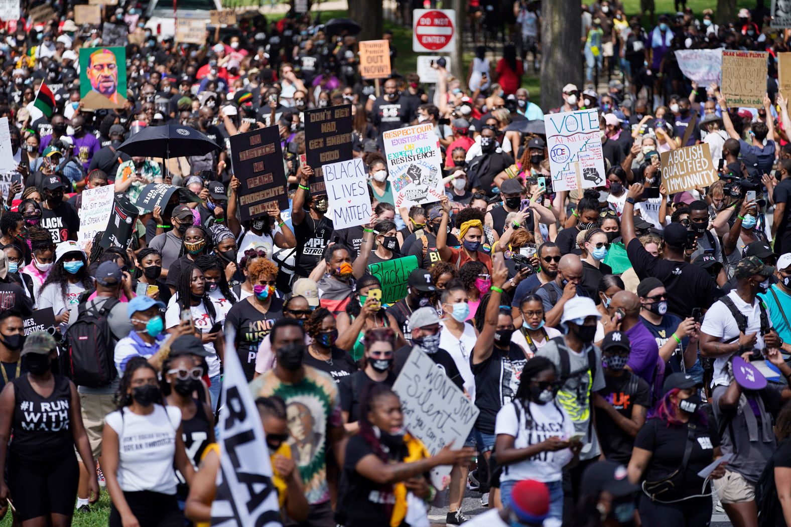 People march to the Martin Luther King Jr. Memorial.